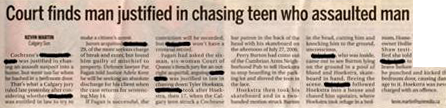 Court finds man justified in chasing teen who assaulted man